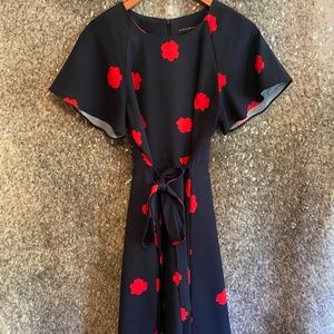 Navy/Red Floral Print Mini Dress - Banana Republic